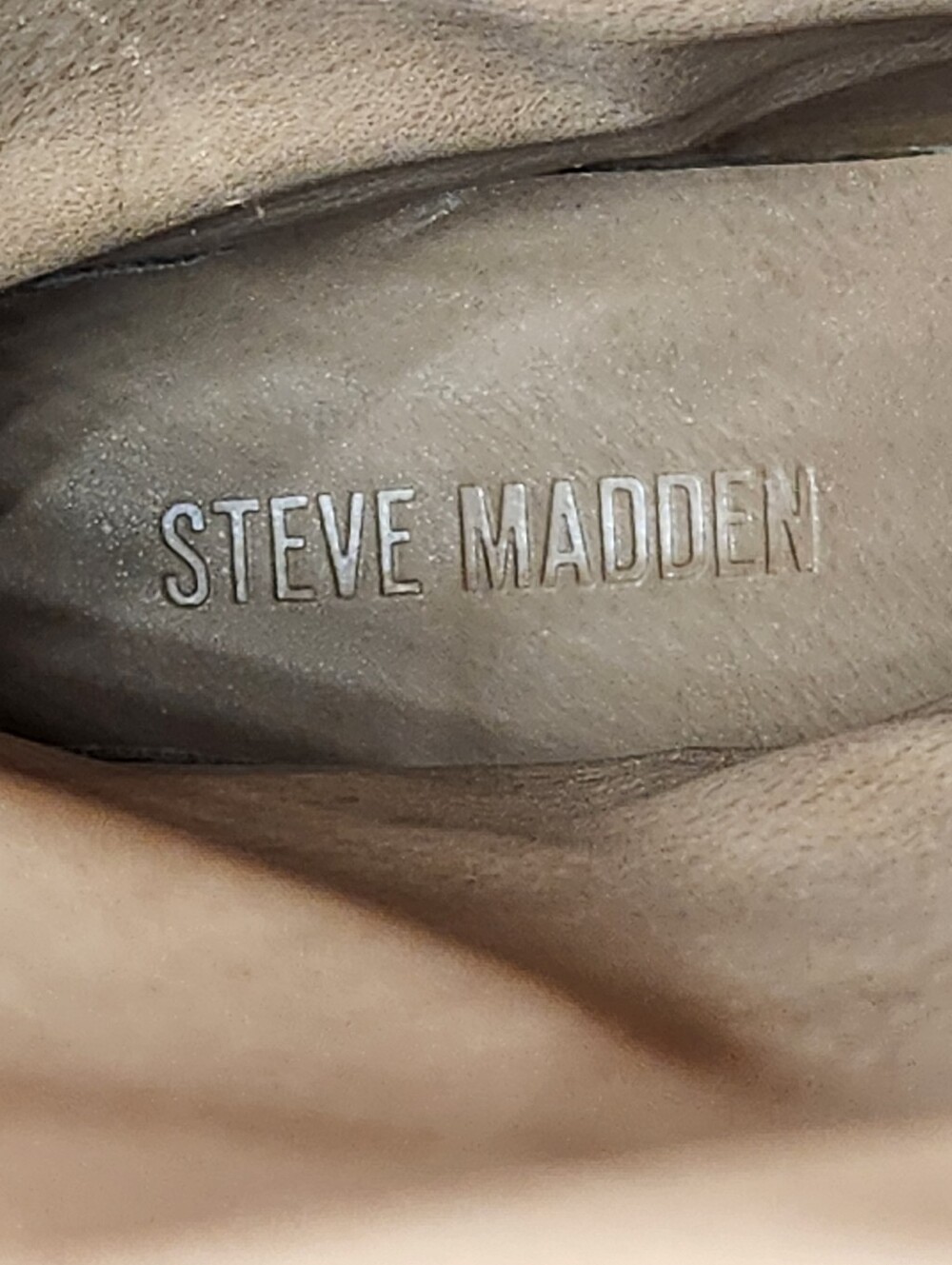 Steve Madden Knee High Boots 5.5 Tan Leather Riggs Biker Chunky Pull On New $200 - Picture 15 of 17
